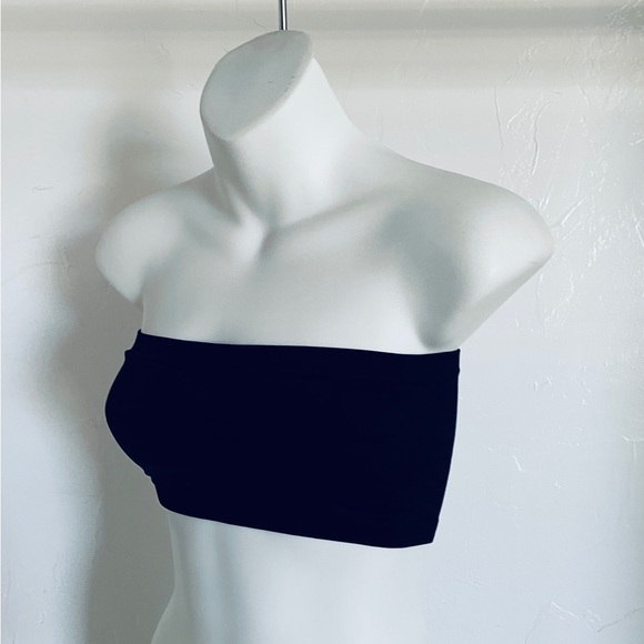 Black Stretch BANDEAU BRALETTE Crop Top O/S - Picture 5 of 7
